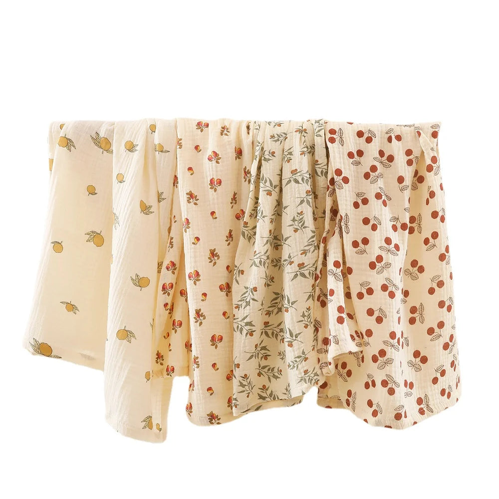 Floral Cotton Muslin Swaddle Blanket – Baby Wrap, Pram Cover & Receiving Blanket