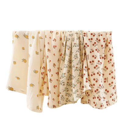 Floral Cotton Muslin Swaddle Blanket – Baby Wrap, Pram Cover & Receiving Blanket