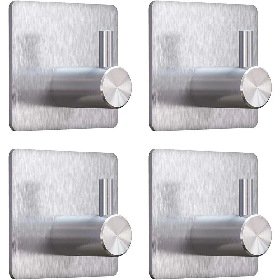 Stainless Steel Adhesive Hooks – No-Drill Wall Hooks for Home Organisation