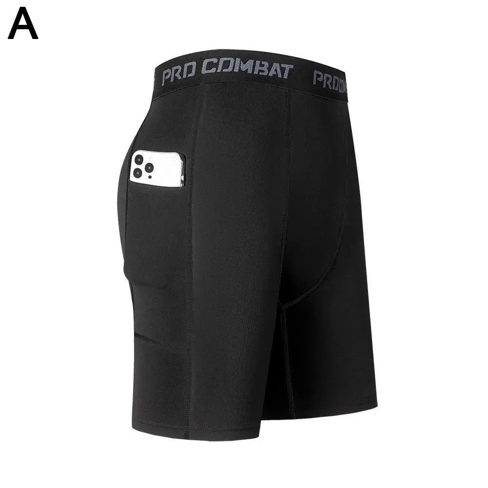 Men's Compression Shorts with Pockets – Quick-Dry Base Layer for Running, Gym & Sports