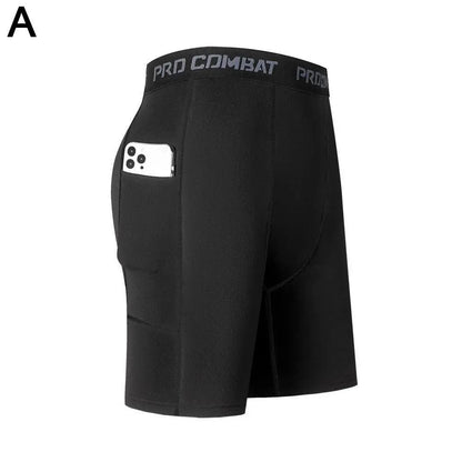 Men's Compression Shorts with Pockets – Quick-Dry Base Layer for Running, Gym & Sports