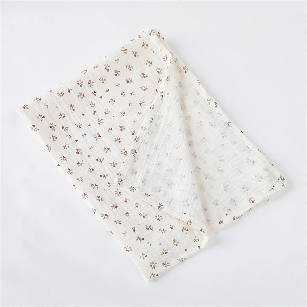 Floral Cotton Muslin Swaddle Blanket – Baby Wrap, Pram Cover & Receiving Blanket