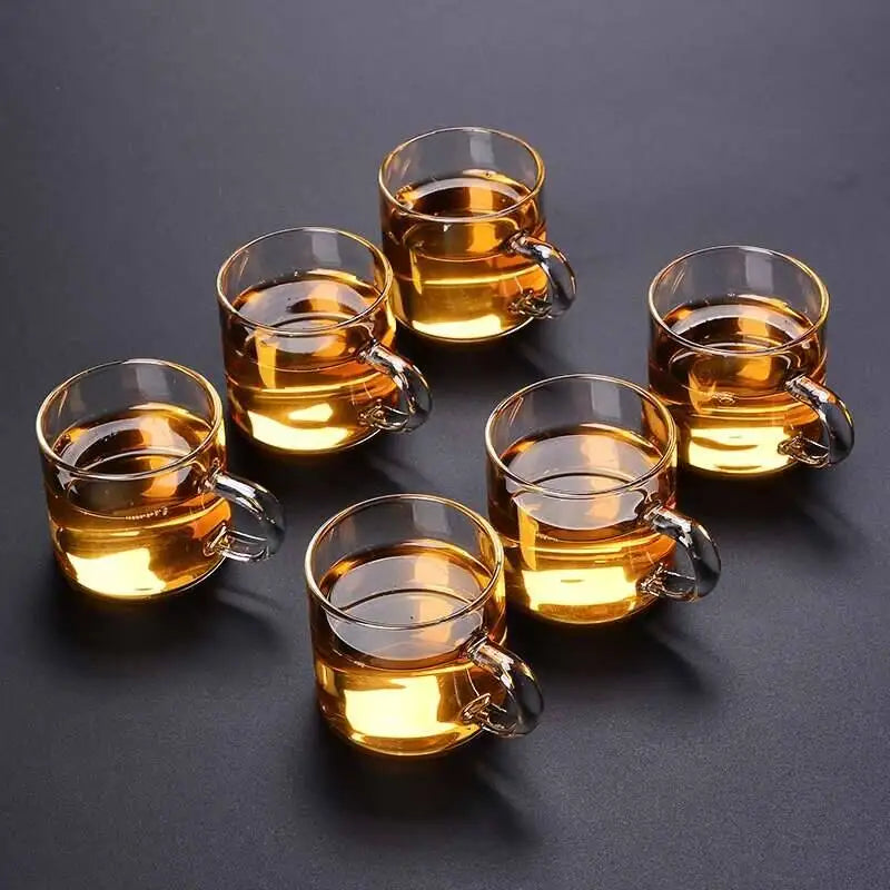 6-Piece Heat-Resistant Glass Tea Cup Set – 100ml Thickened Espresso & Coffee Cups