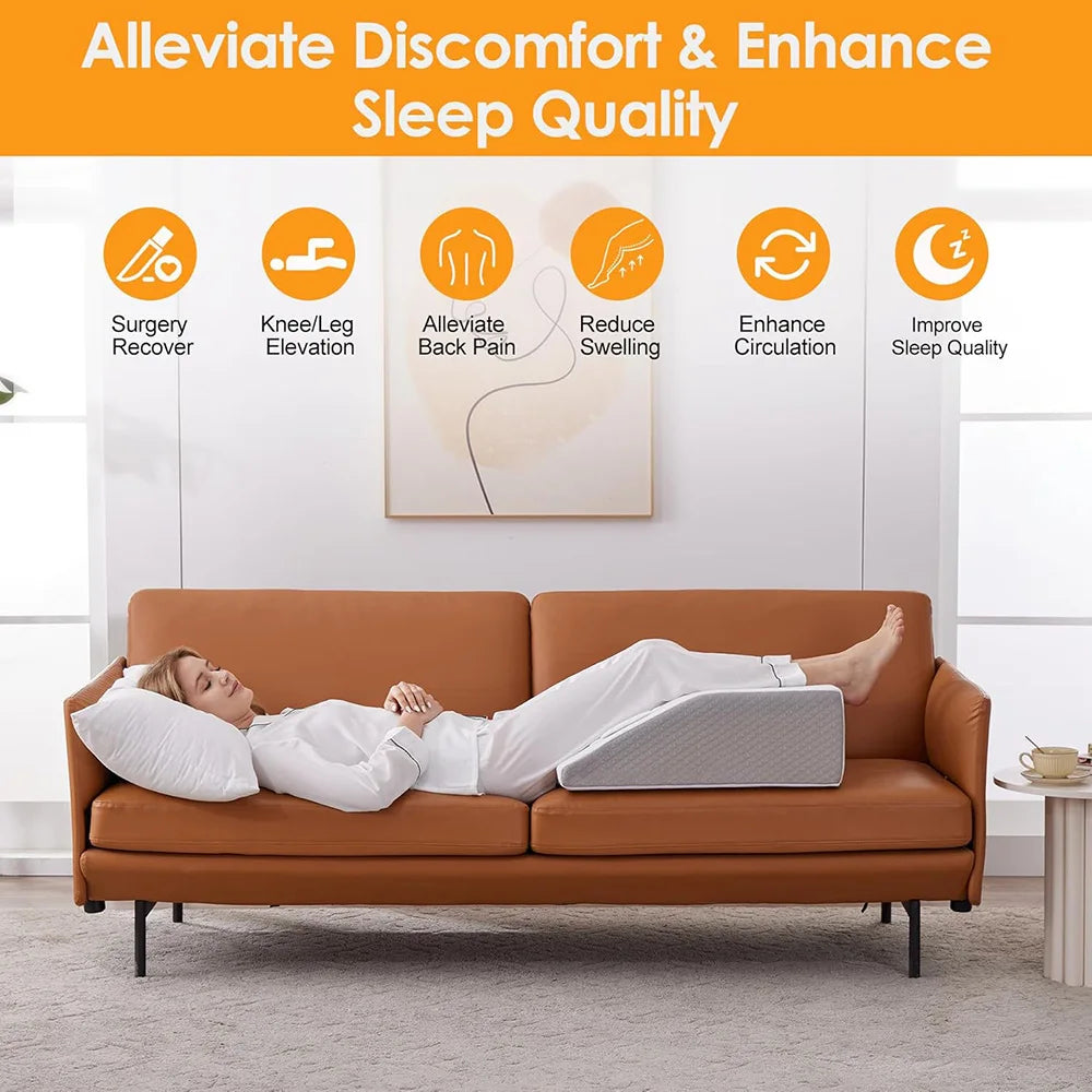 Memory Foam Leg Elevation Pillow – Orthopaedic Leg Wedge Pillow for Sleeping & Recovery