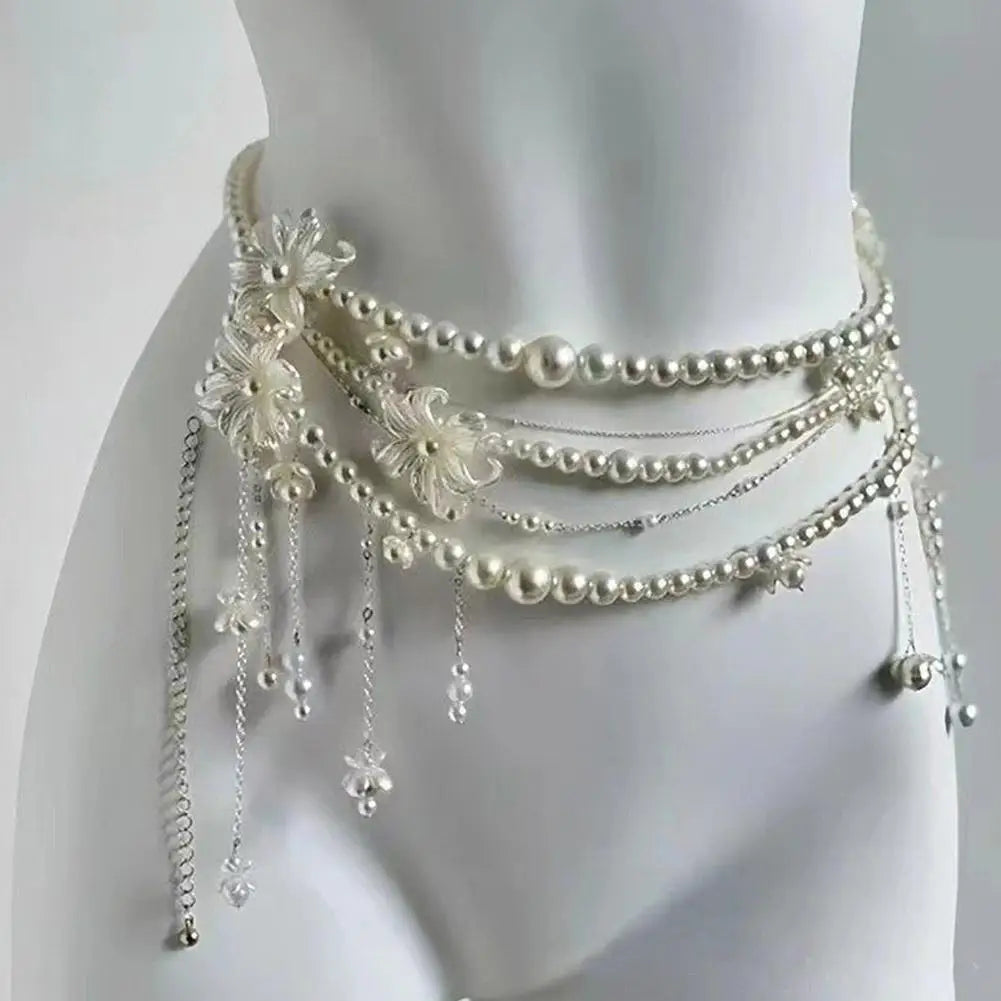 Y2K Layered Pearl Waist Chain