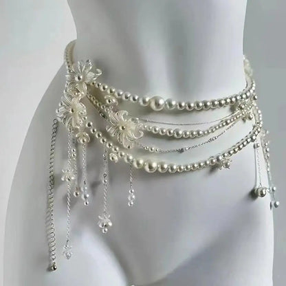 Y2K Layered Pearl Waist Chain