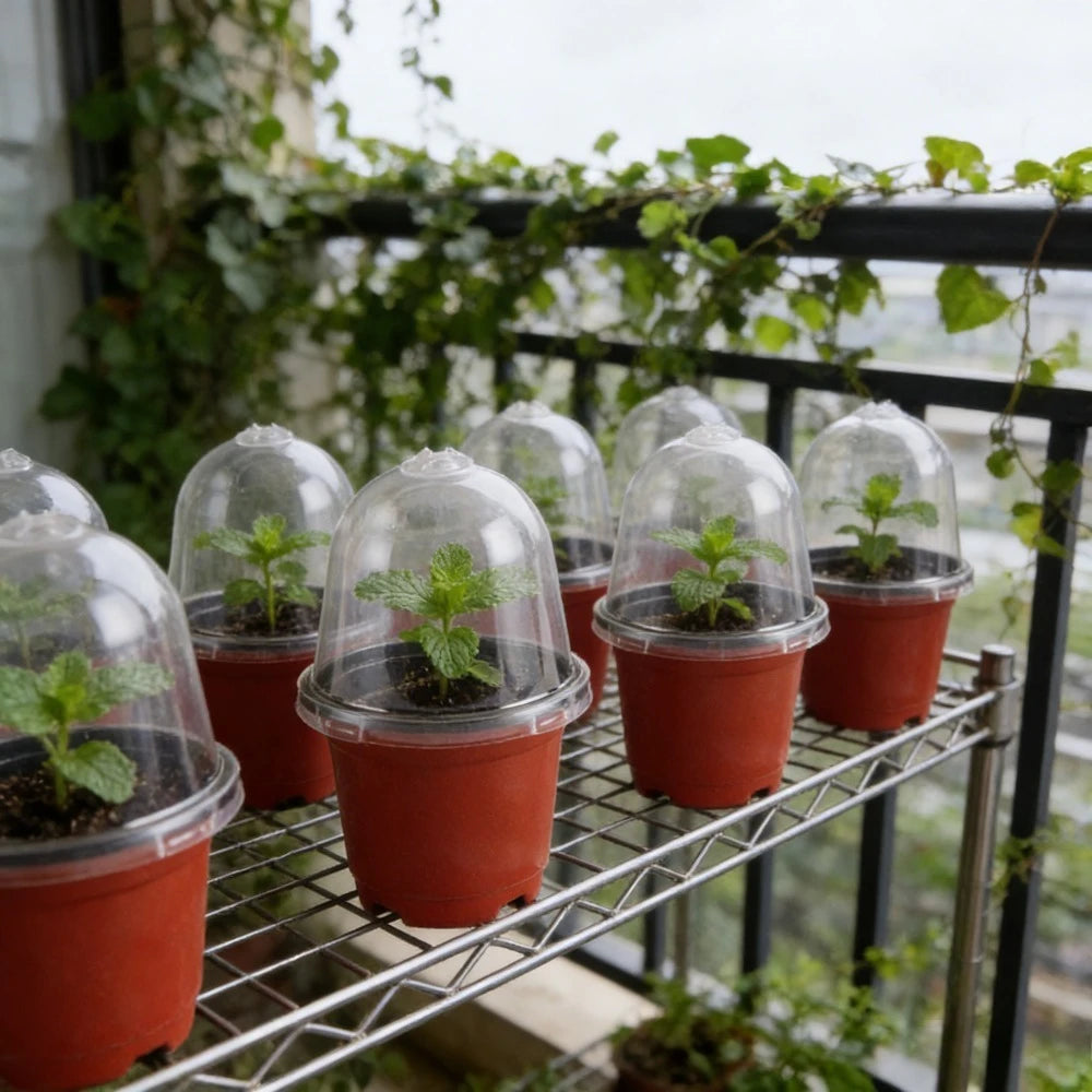18-Piece Mini Seedling Pot Set with Humidity Domes – 9 Pots & 9 Clear Covers