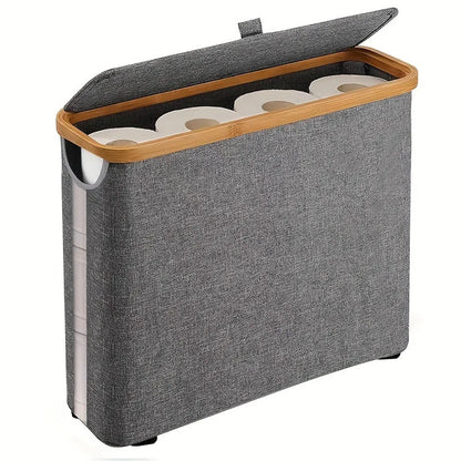 Toilet Paper Storage Basket – Fabric Bathroom Organiser with Lid & Window