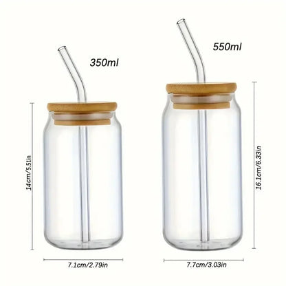 Iced Coffee & Smoothie Tumbler - Glass Tumbler with Bamboo Lid & Straw