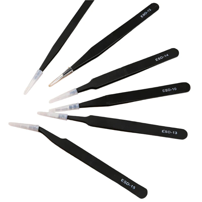 Anti-Static ESD Stainless Steel Curved Tweezers (6 different types available)