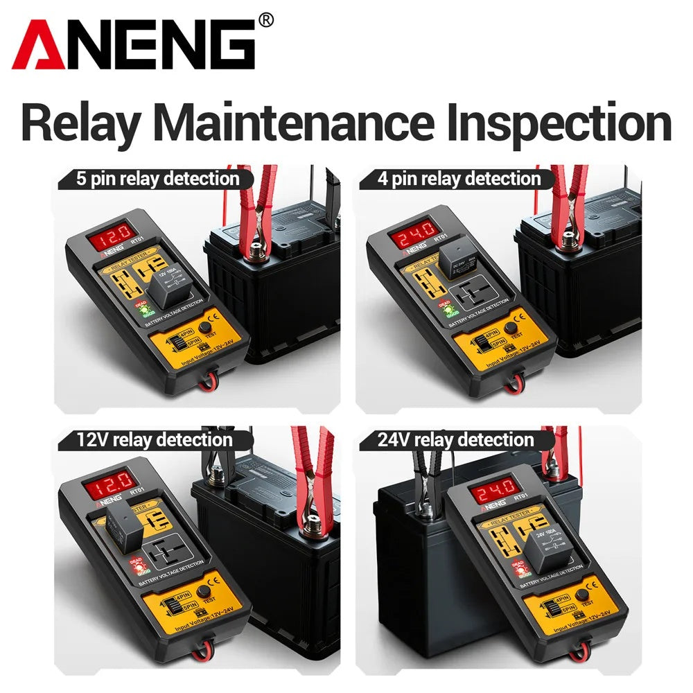 Automotive Car Relay Tester Digital Display Voltage Battery 4 5pin Relay 12/24V