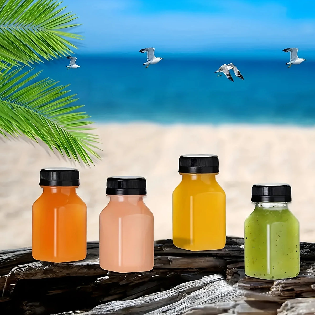 10-Pack Clear Plastic Juice Bottles with Caps – 60ml, 120ml & 150ml