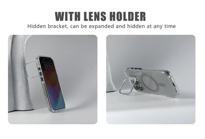 iPhone MagSafe Clear Bumper Case – Shockproof with Stand & Lens Protection