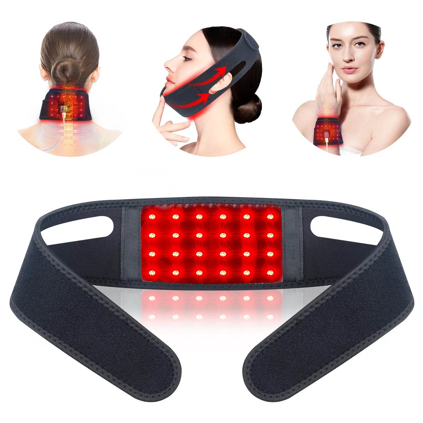 Red & Near-Infrared LED Neck Wrap – Heated Light Therapy Neck Care Belt