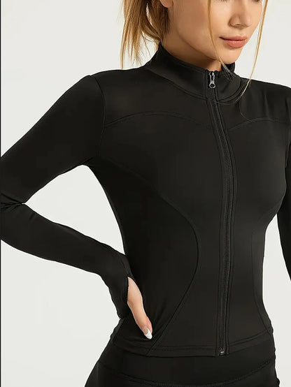 Women's Quick-Dry Fitness Jacket – Long Sleeve Zip-Up Pilates & Activewear Top