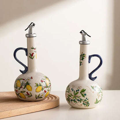 Embossed Ceramic Olive Oil & Vinegar Dispenser 750ml