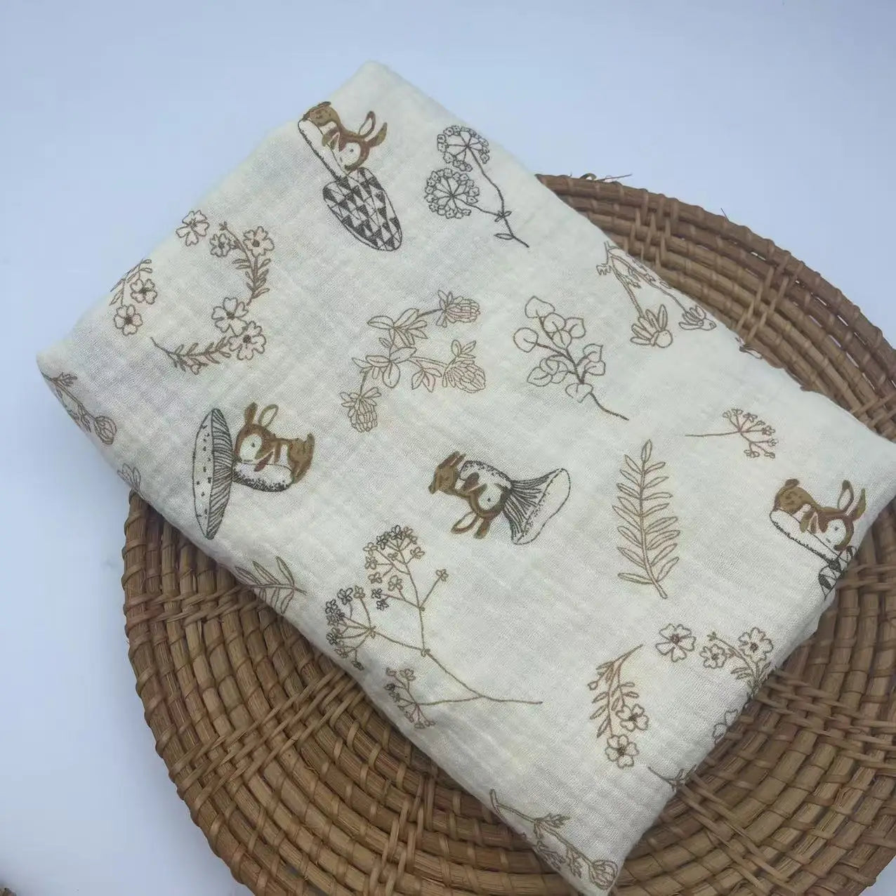 Floral Cotton Muslin Swaddle Blanket – Baby Wrap, Pram Cover & Receiving Blanket