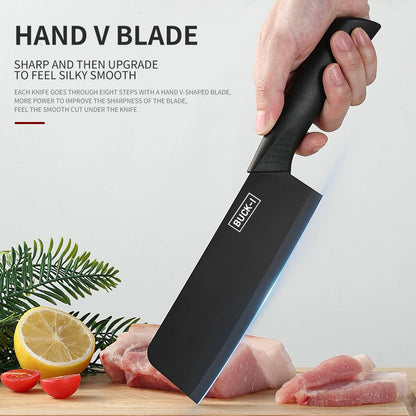 Stainless Steel Kitchen Knife Set (3/5pcs) – Sharp Black Blade Cooking Knives