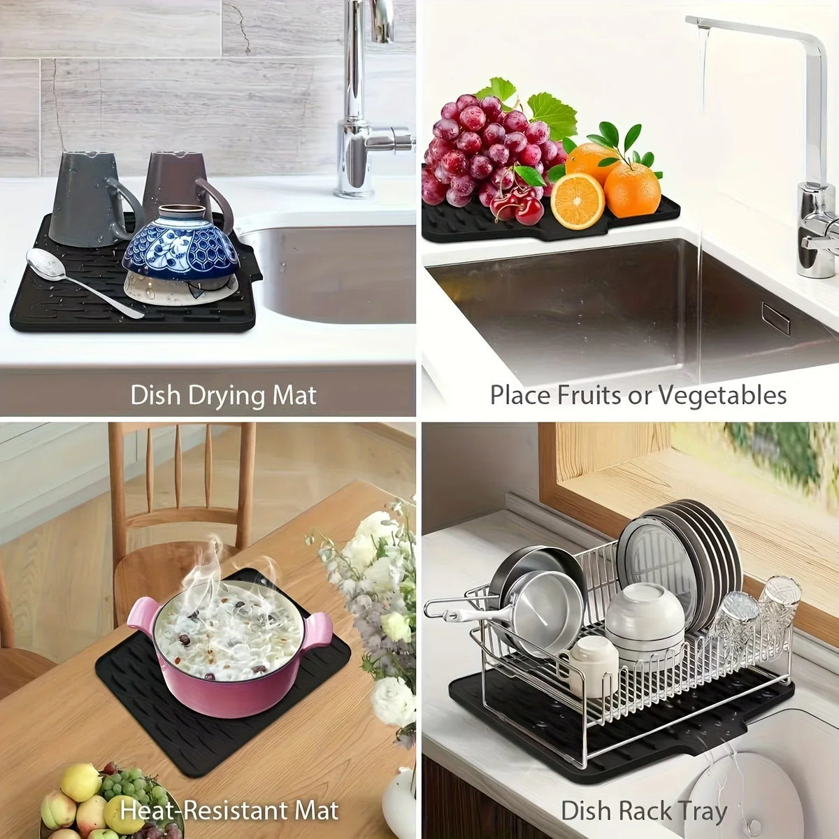 Silicone Kitchen Drain Mat – Non-Slip Sink & Countertop Drying Mat