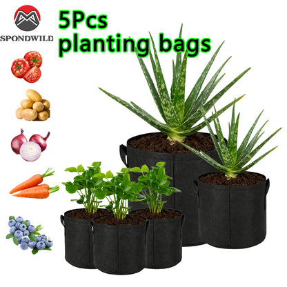 5 & 10 Gallon Fabric Grow Bags with Handles – Breathable Planting Pots