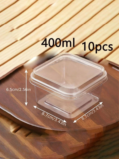 10-Pack Square Dessert Boxes with Clear Lids – Eco-Friendly Cake, Mousse & Yogurt Packaging
