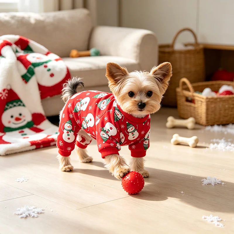 Christmas Snowman Dog & Cat Pyjamas – Cute Festive Pet Onesie Costume