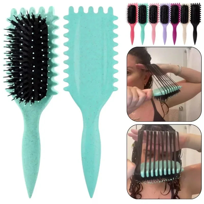Curly Hair Styling Brush – Nylon Bristle Detangling & Curl Defining Brush