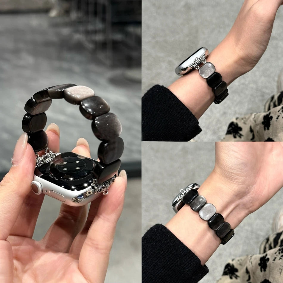 Crystal Stone Apple Watch Band – Marble Elastic Bracelet Strap