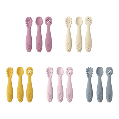 3-Piece Silicone Baby Learning Spoon Set – Self-Feeding & Weaning Utensils