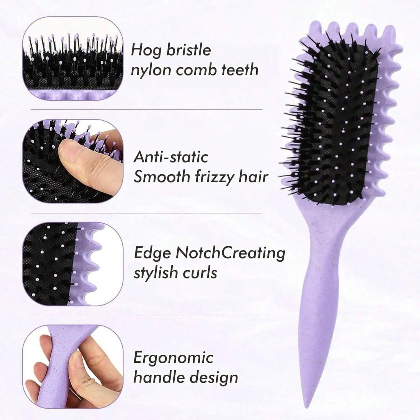 Curly Hair Styling Brush – Nylon Bristle Detangling & Curl Defining Brush