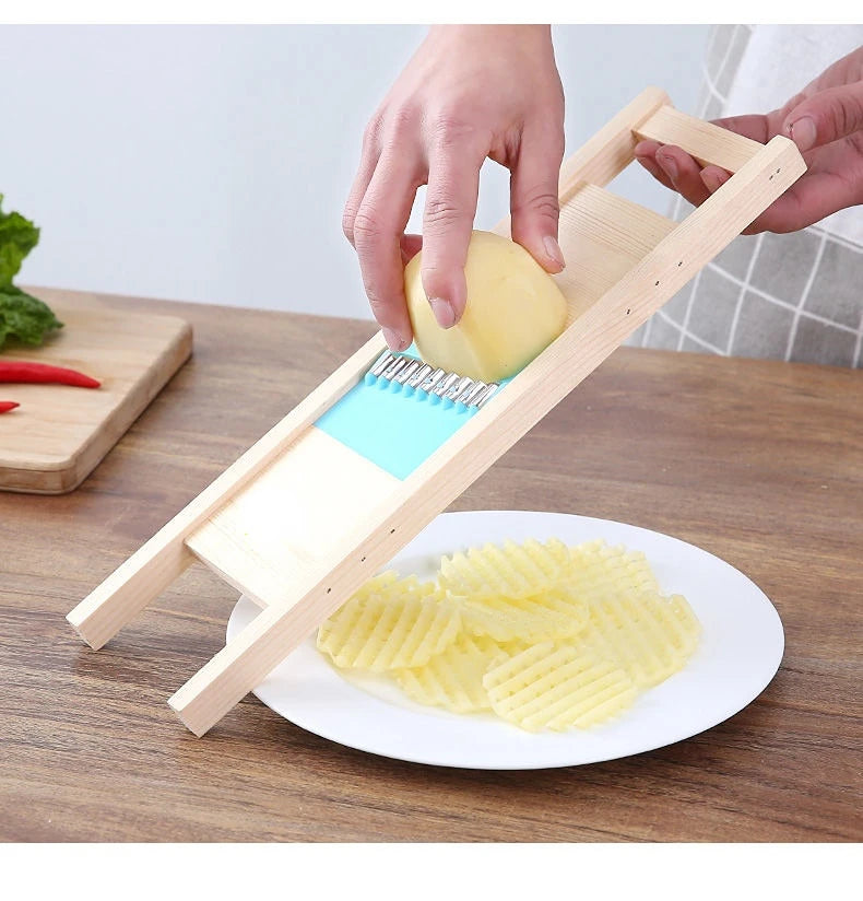 Stainless Steel Crinkle Cutter & Potato Grid Slicer – Wave Vegetable & French Fry Cutter