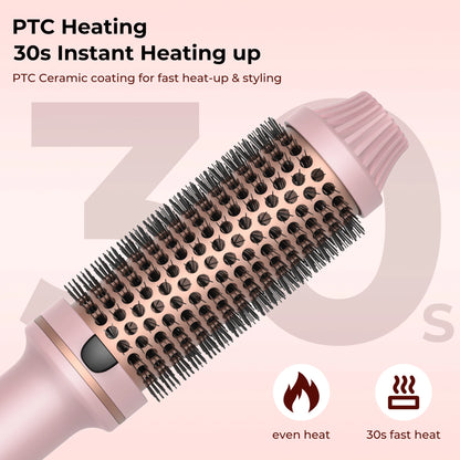 Ceramic Heated Thermal Brush – Volumising Hot Brush for Loose Curls & Smooth Styling