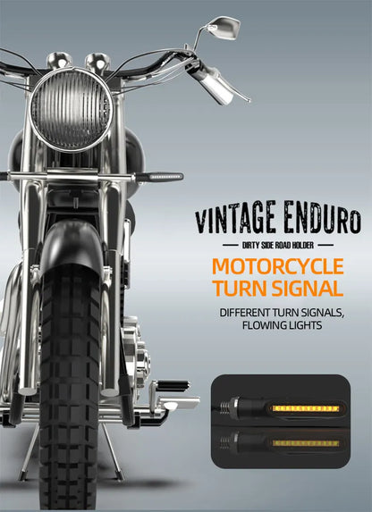 Universal LED Motorcycle Turn Signal Lights – 4-Pack Flowing Amber Indicators (12V)
