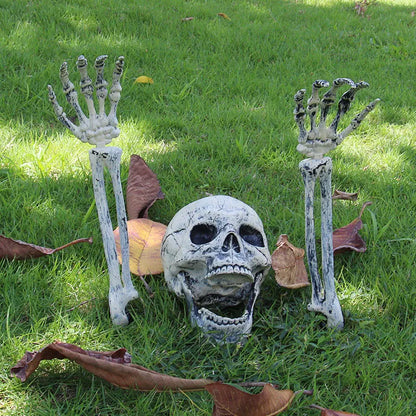 Skeleton Skull & Hands Garden Decoration – Halloween Outdoor Yard Prop