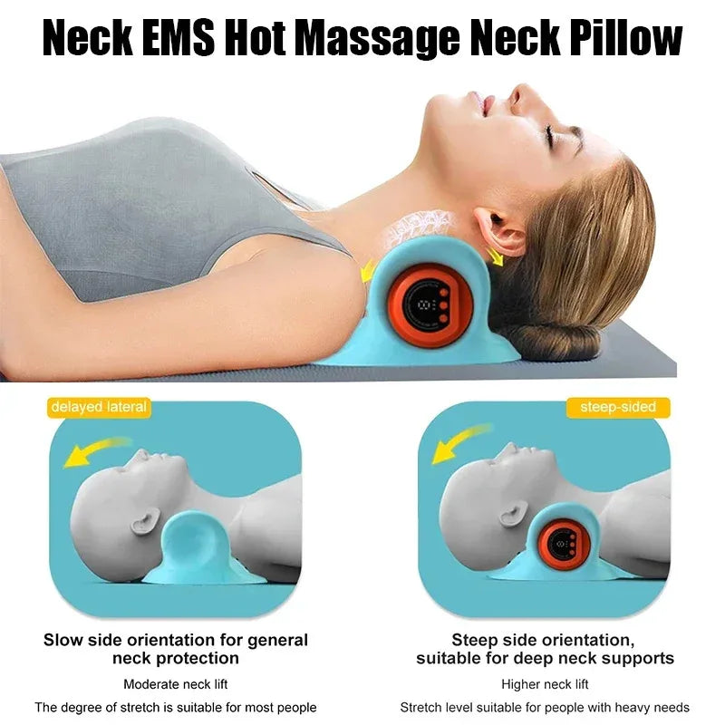 Rechargeable Neck Massage Pillow – Ergonomic Vibration & Kneading Neck Support Cushion
