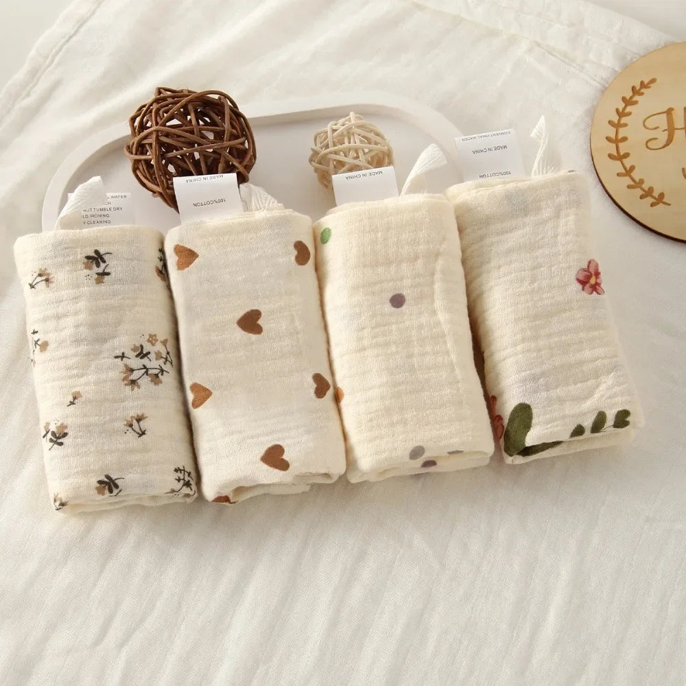 6-Layer Cotton Baby Washcloths – Soft Muslin Burp Cloths & Face Towels (3 or 5 Pack)