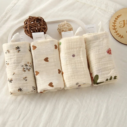 6-Layer Cotton Baby Washcloths – Soft Muslin Burp Cloths & Face Towels (3 or 5 Pack)