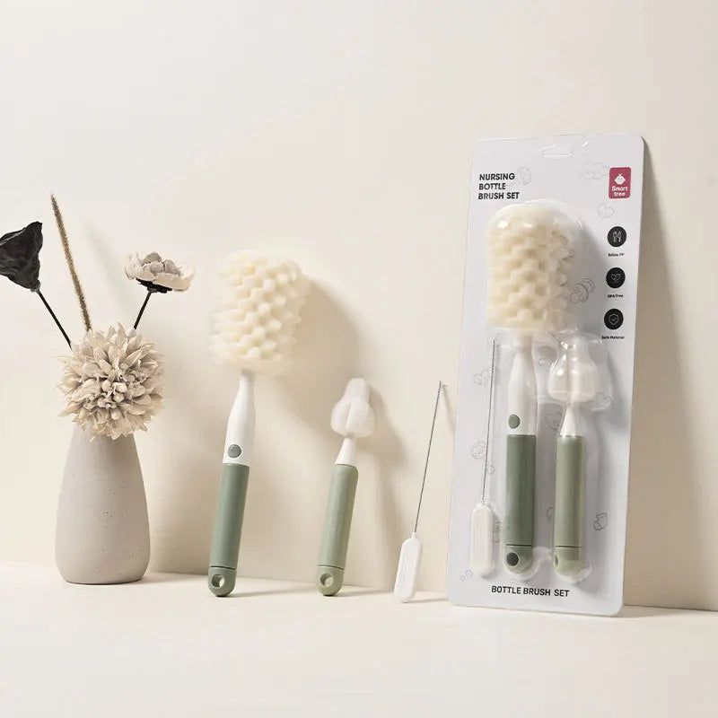 3-in-1 Baby Bottle Cleaning Brush Set – Bottle, Nipple & Straw Cleaner