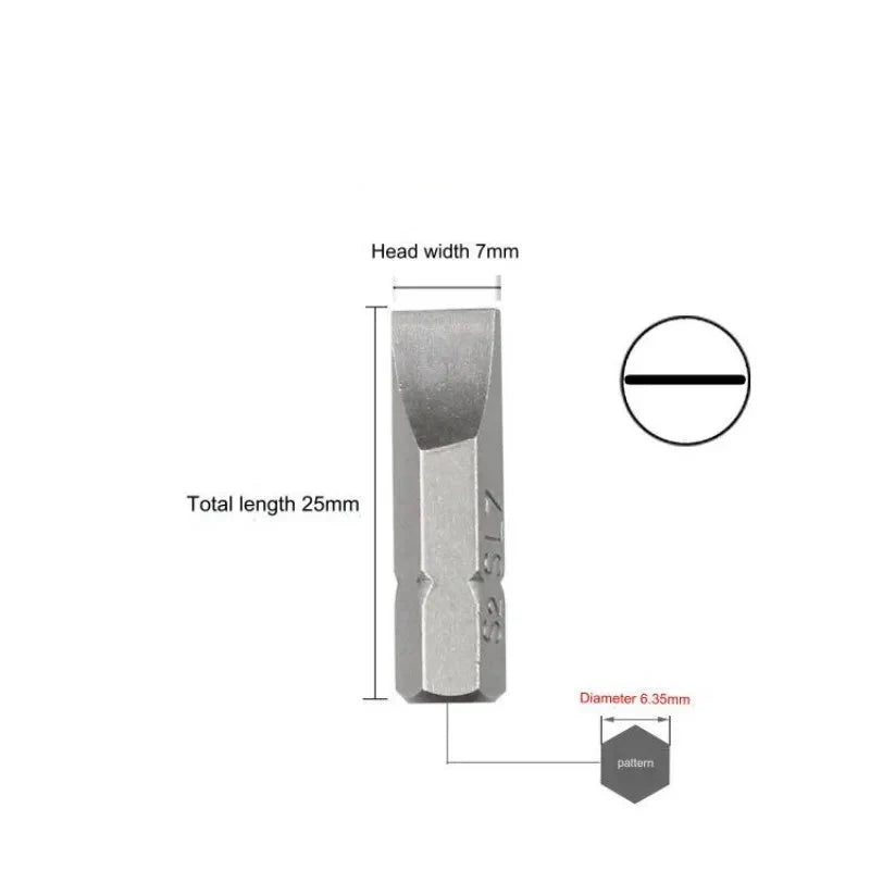 S2 Steel Slotted Screwdriver Bits Set – 1/4" Shank (6 different types available)