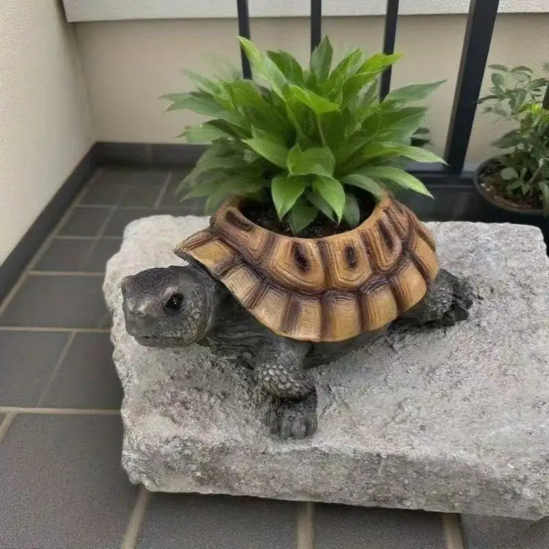 Turtle Planter Ornament – Resin Succulent & Bonsai Plant Pot