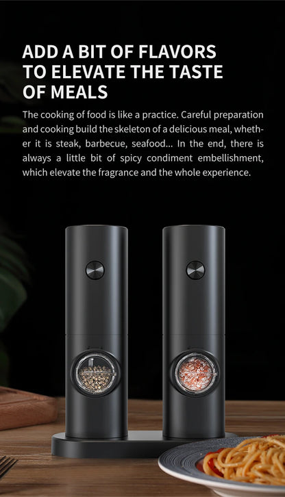 Automatic Gravity Salt & Pepper Grinder – LED Light Adjustable Mill