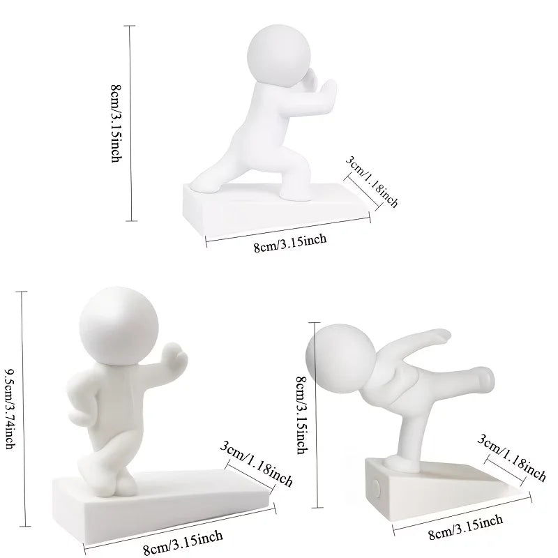 Cute Little Person Door Stopper – Decorative Anti-Slip Door Wedge (1 or 3 Pack)