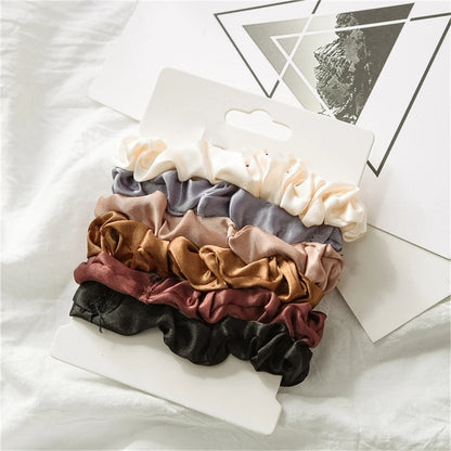 6-Piece Satin Hair Scrunchie Set – Soft Everyday Hair Ties