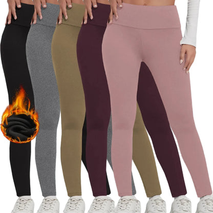 Women's Fleece-Lined Thermal Leggings – High-Waisted (5-Pack)