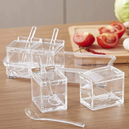 Glass Style Seasoning Jar Set – Spice & Condiment Storage Containers