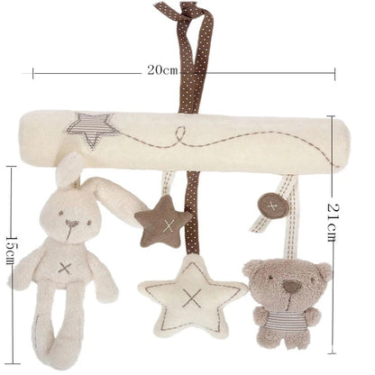 Plush Bunny Baby Stroller Rattle Toy – Hanging Pram, Car Seat & Cot Activity Toy