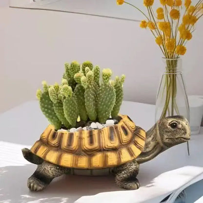 Turtle Planter Ornament – Resin Succulent & Bonsai Plant Pot