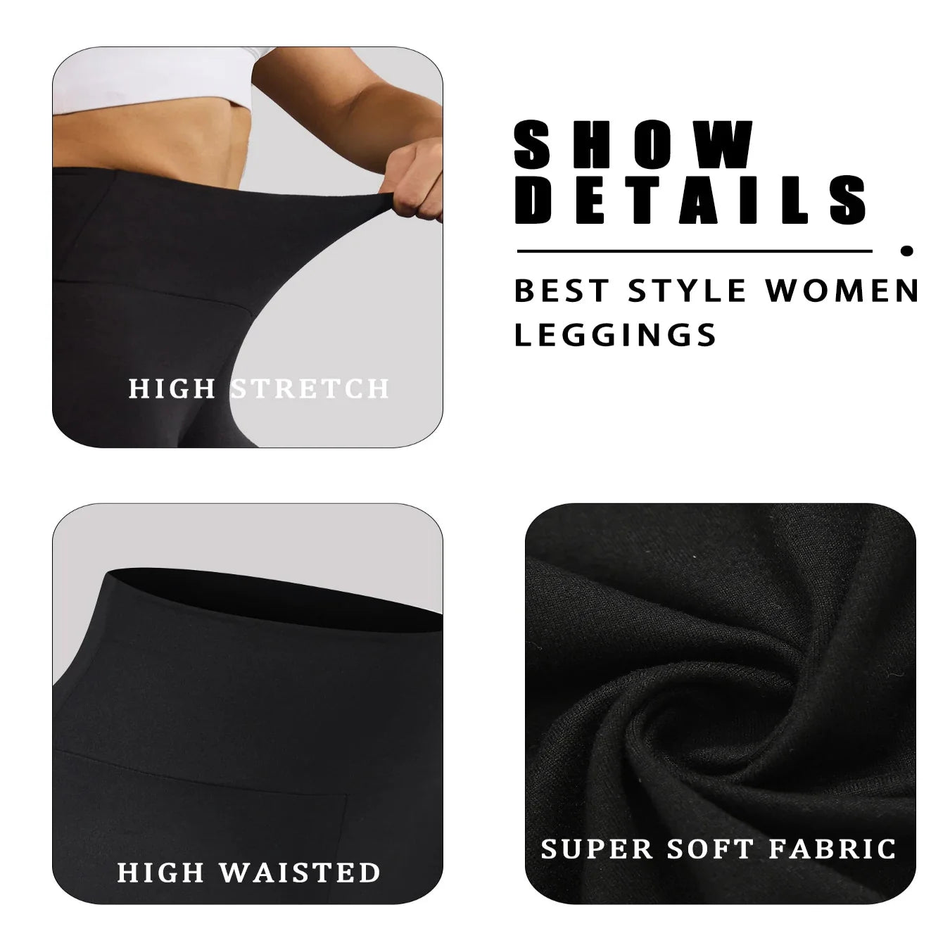 5-Pack of Women's High-Waisted Workout Leggings (various sizes and colours available)