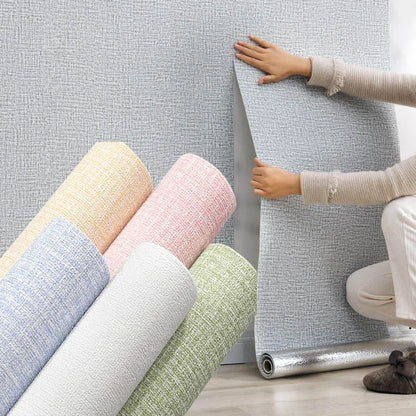 3D Linen Waterproof Self-Adhesive Wall Paper (5 colours available)
