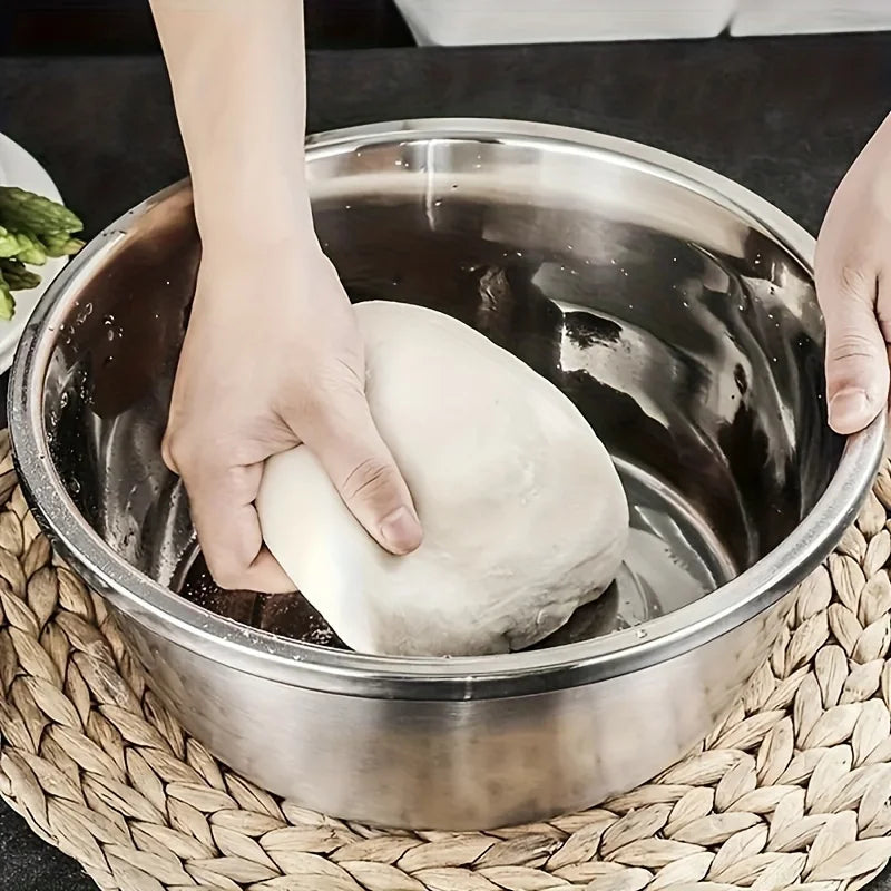 3-Piece Stainless Steel Mixing Bowl, Colander & Vegetable Slicer Set